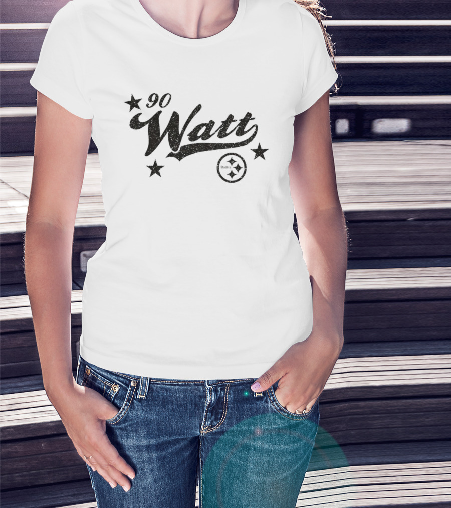 TJ Watt 90 Pittsburgh Steelers Name Glitter Stars T-Shirt