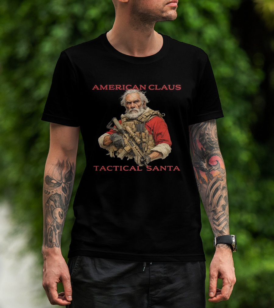 American Claus Tactical Santa Christmas Rifle Gear T-Shirt