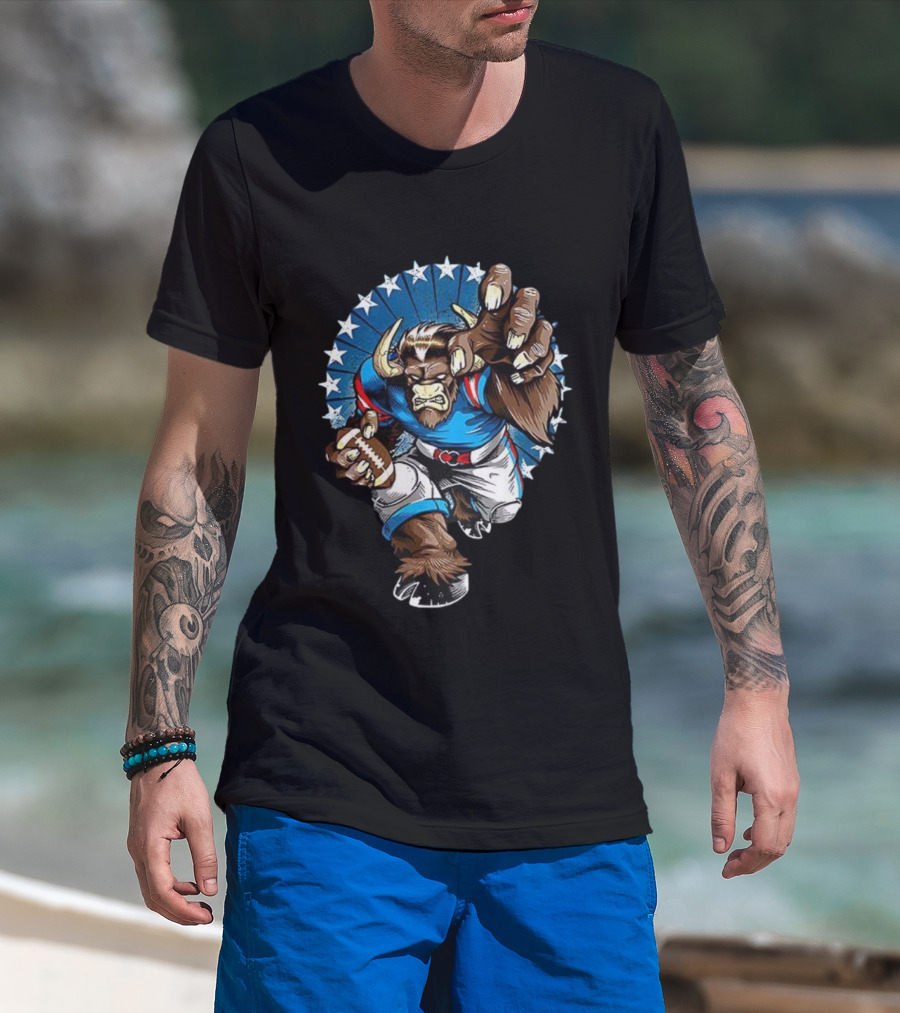 Buffalo Bills Minotaur Football Beast Starburst T-Shirt