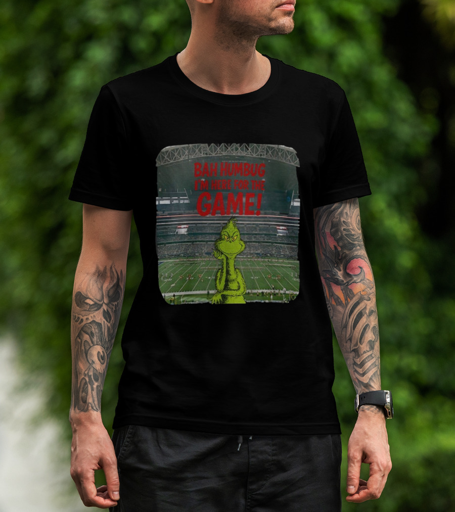 Bah Humbug I'm Here For The Game Grinch Christmas Stadium Football T-Shirt