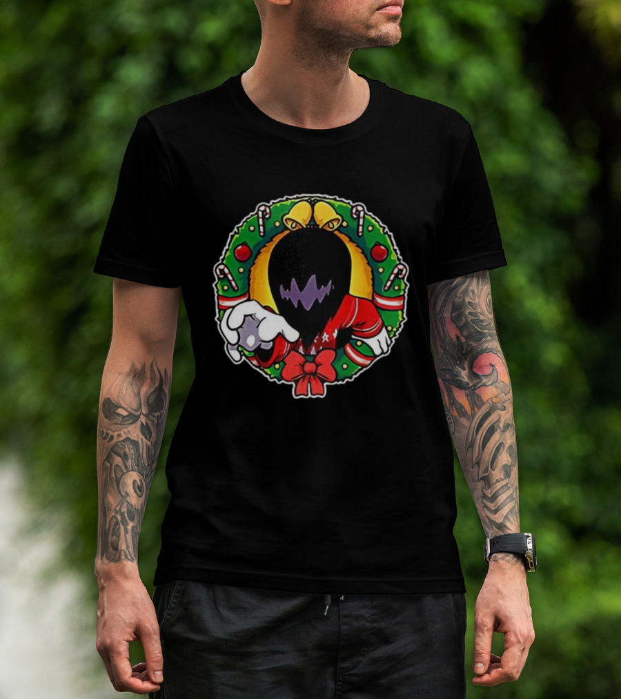 Holiday Ghoul Christmas Wreath Monster Candy Cane Festive Graphic T-Shirt