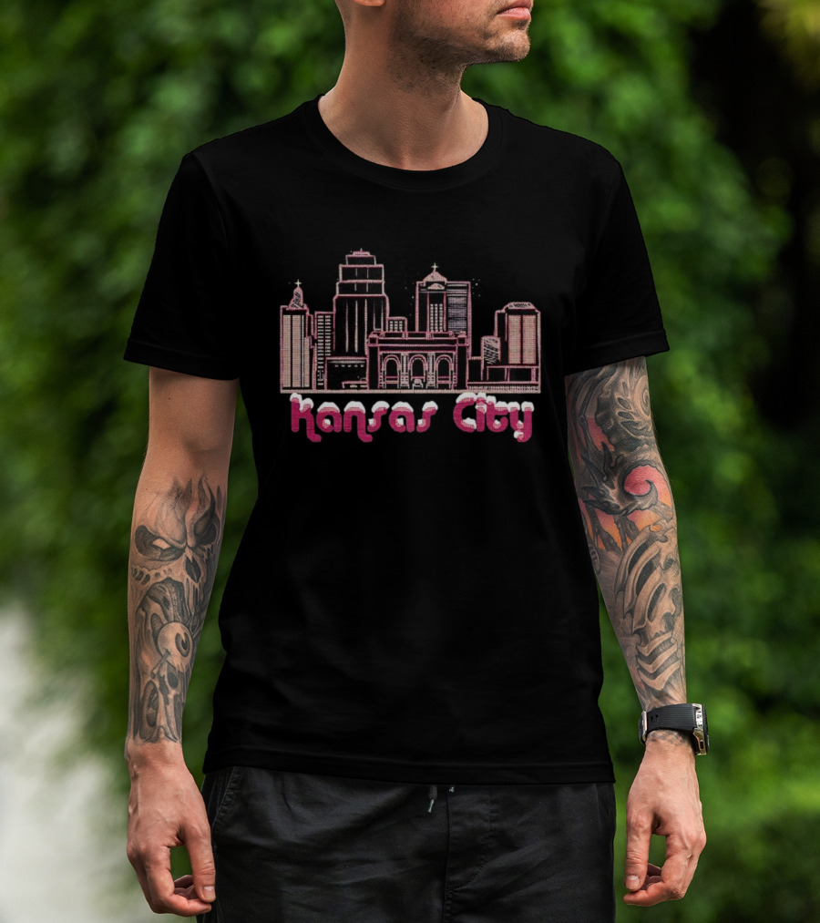 Kansas City Skyline Holiday Christmas Snow T-Shirt