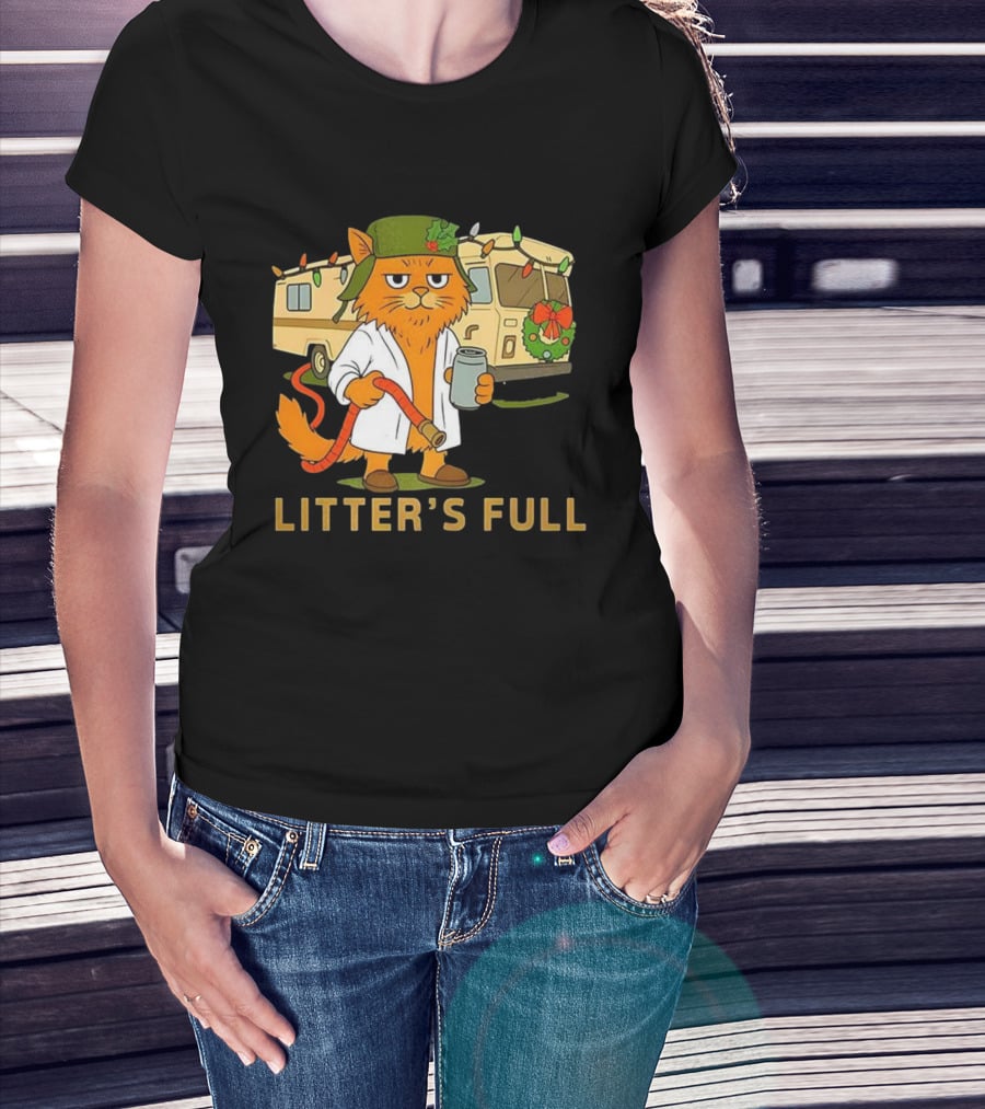 Litter's Full Shitters Full Cat Christmas RV Holiday Lights T-Shirt