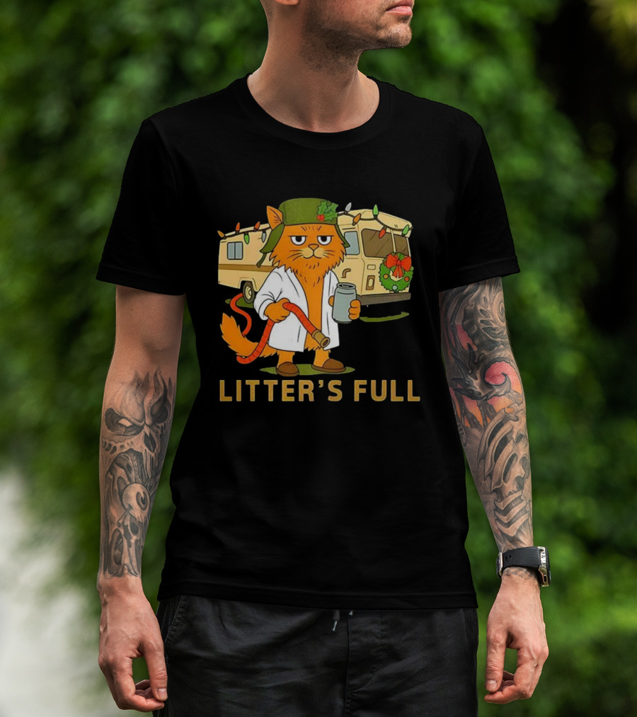 Litter's Full Shitters Full Cat Christmas RV Holiday Lights T-Shirt