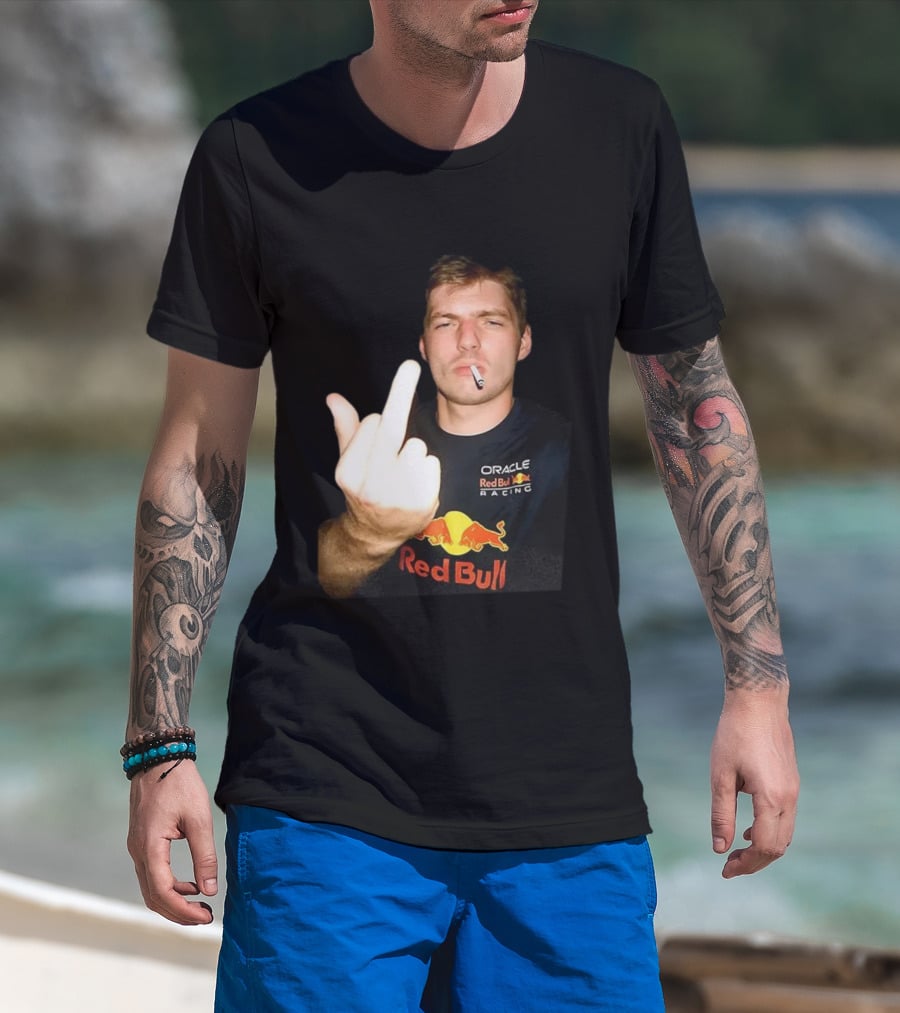 Max Oracle Red Bull Racing F1 Middle Finger Meme Cigarette T-Shirt