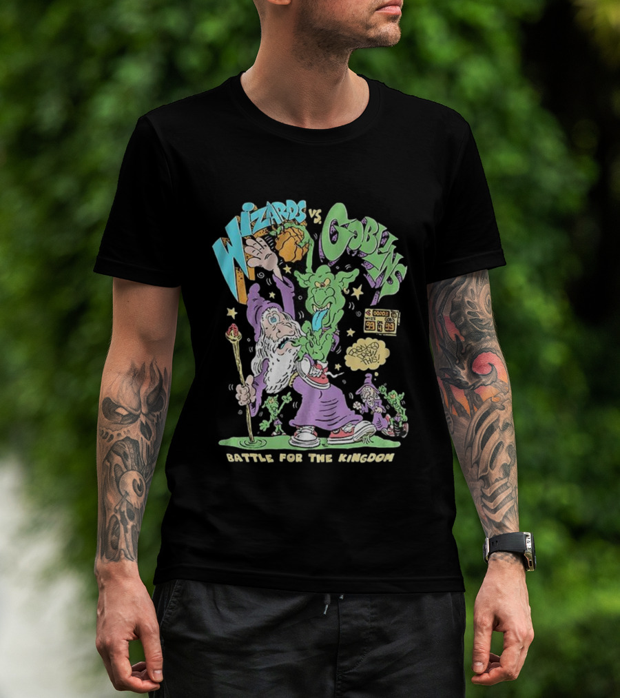 Wizards Vs Goblins Battle For The Kingdom Basketball Cartoons Scoreboard Showdown T-Shirt