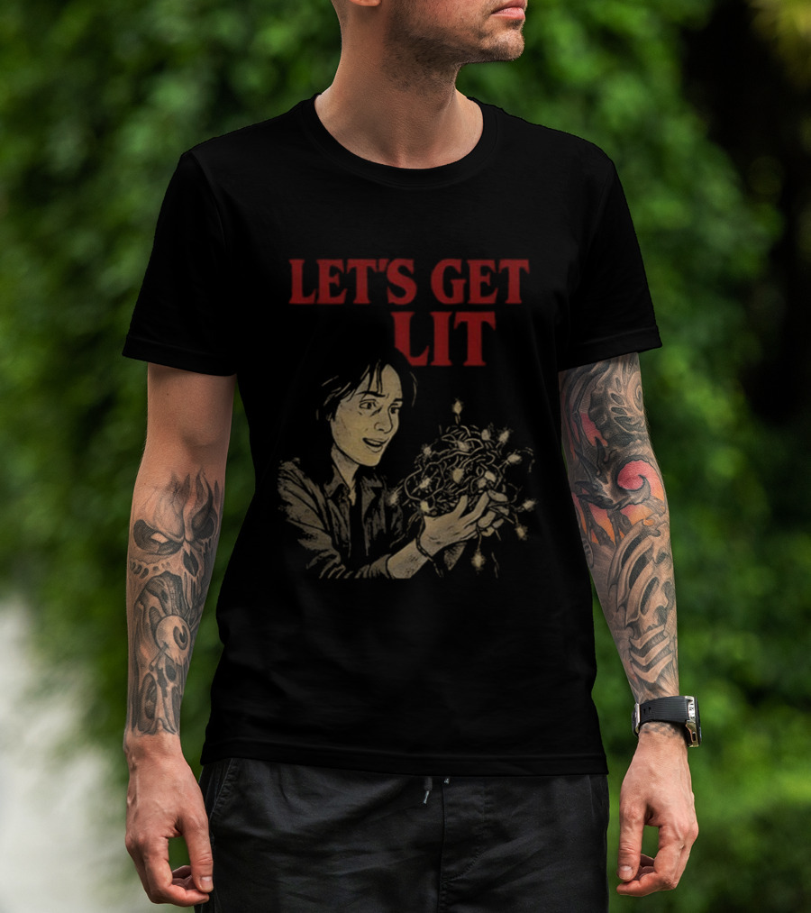 Stranger Things Let's Get Lit Funny Holiday Christmas Lights T-Shirt