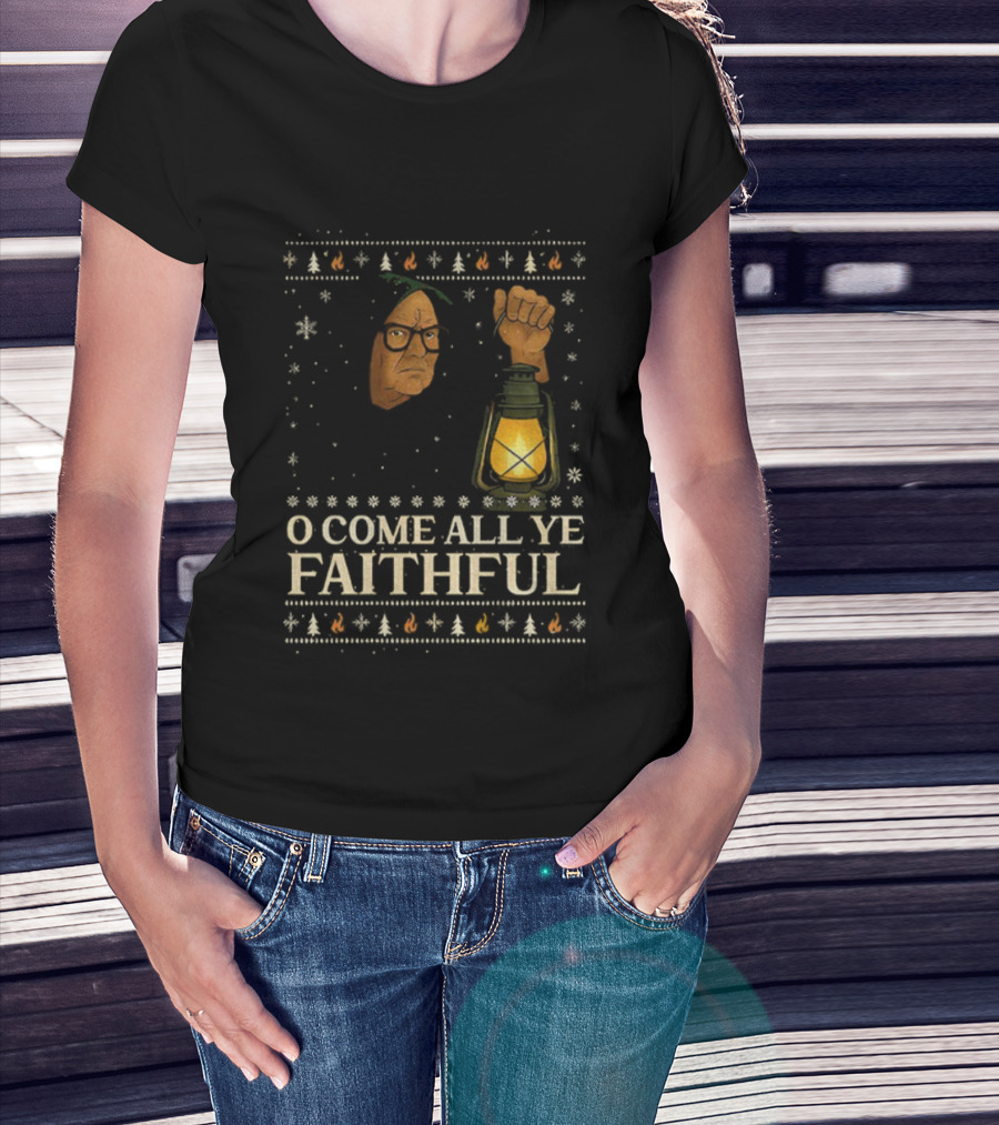 O Come All Ye Faithful Funny Traitors Christmas Sweater Lantern Design T-Shirt