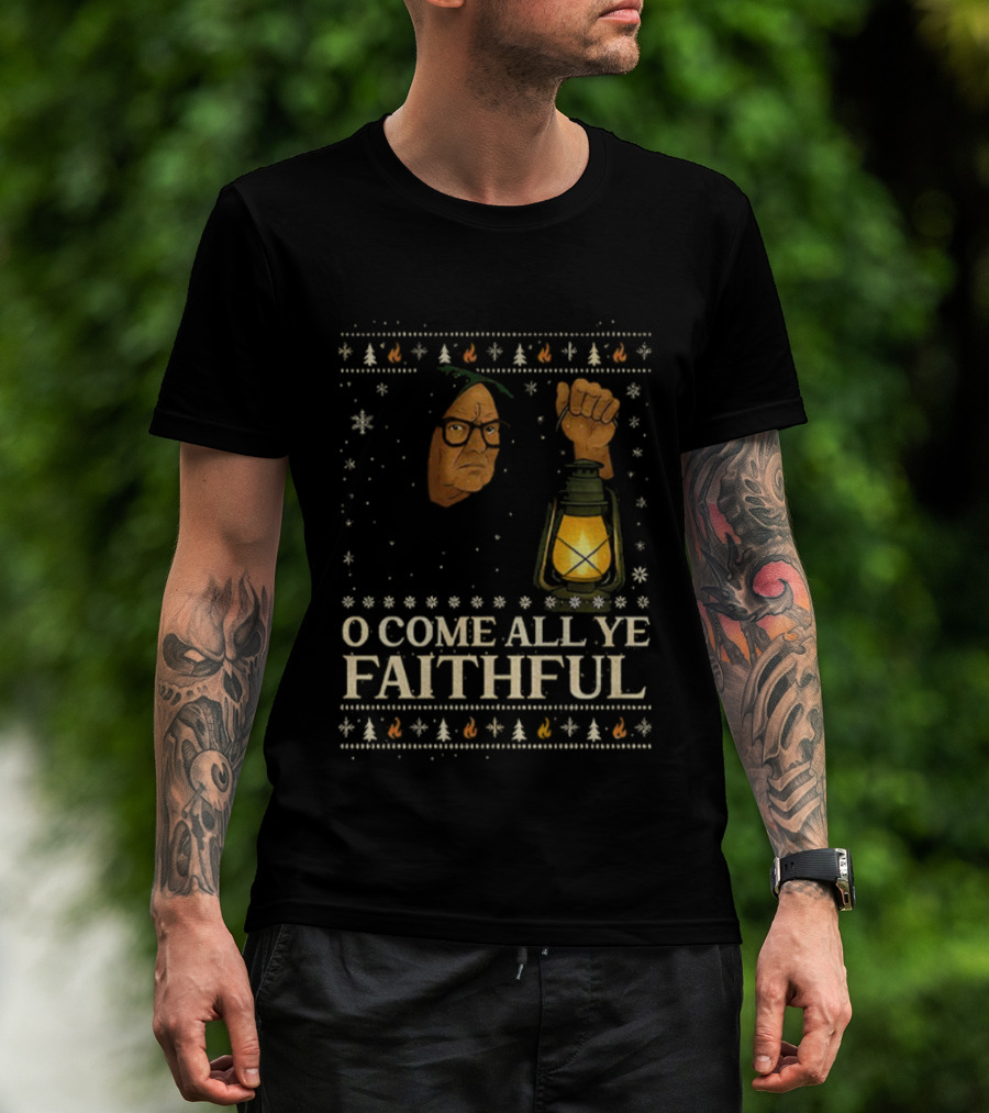 O Come All Ye Faithful Funny Traitors Christmas Sweater Lantern Design T-Shirt