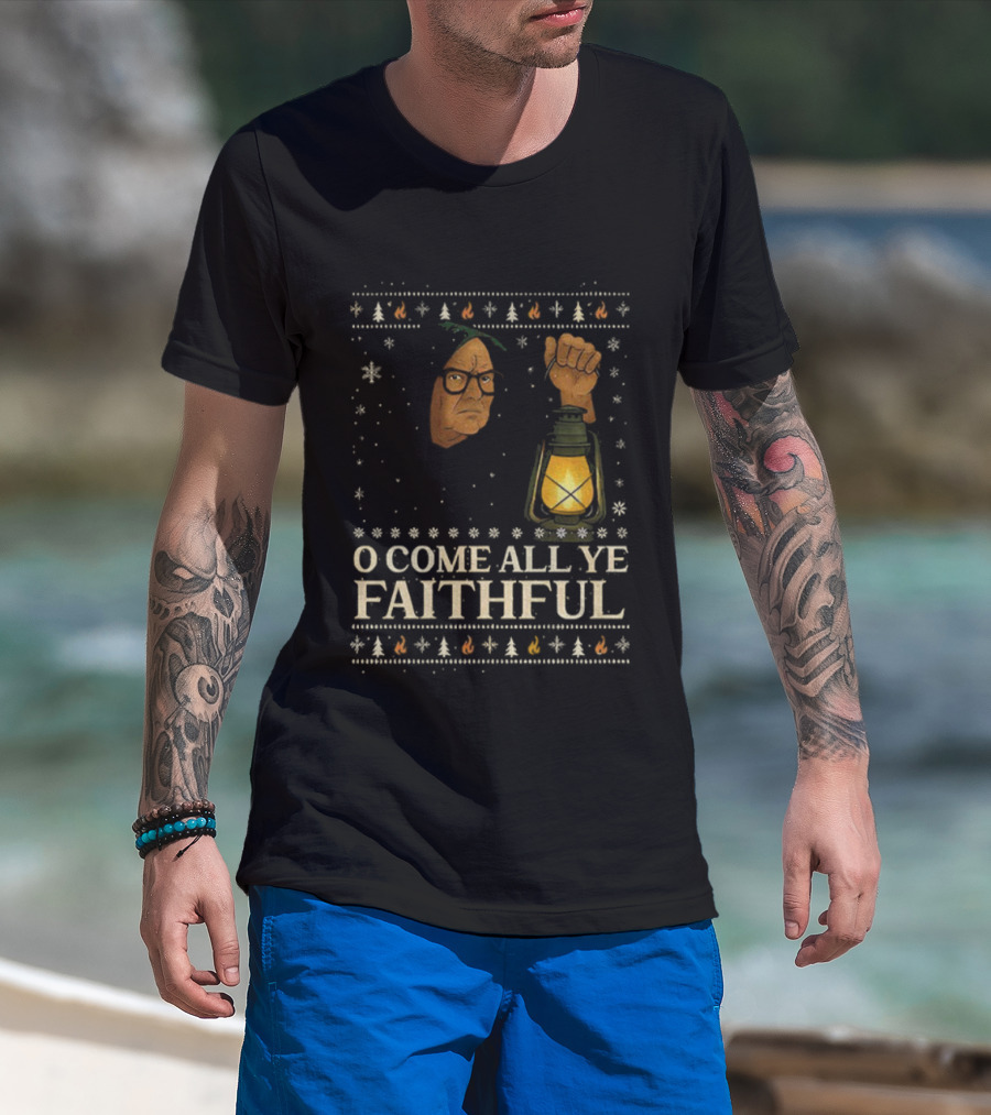 O Come All Ye Faithful Funny Traitors Christmas Sweater Lantern Design T-Shirt