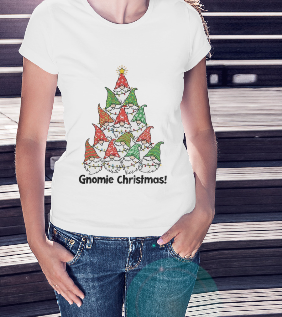 Gnome Christmas Tree Dear Santa I Tried To Be Good Merry Xmas T-Shirt