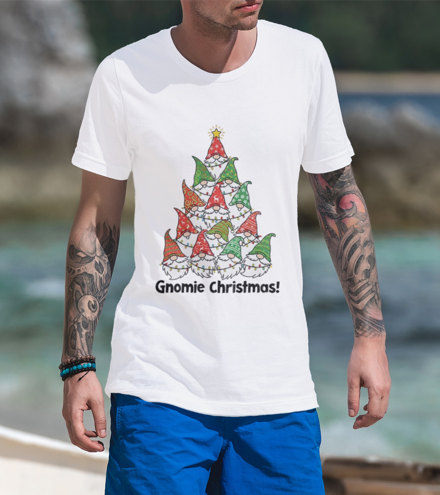 Gnome Christmas Tree Dear Santa I Tried To Be Good Merry Xmas T-Shirt