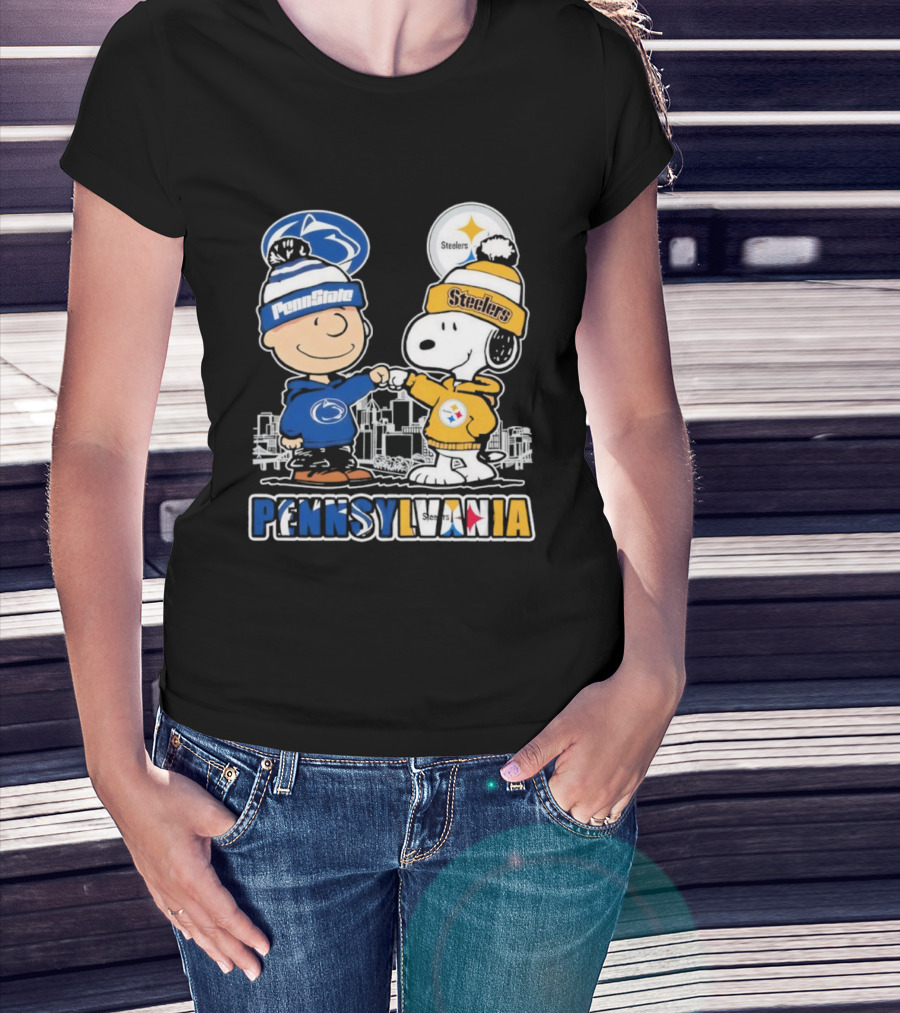 Charlie Brown Snoopy Penn State Nittany Lions Pittsburgh Steelers Pennsylvania T-Shirt