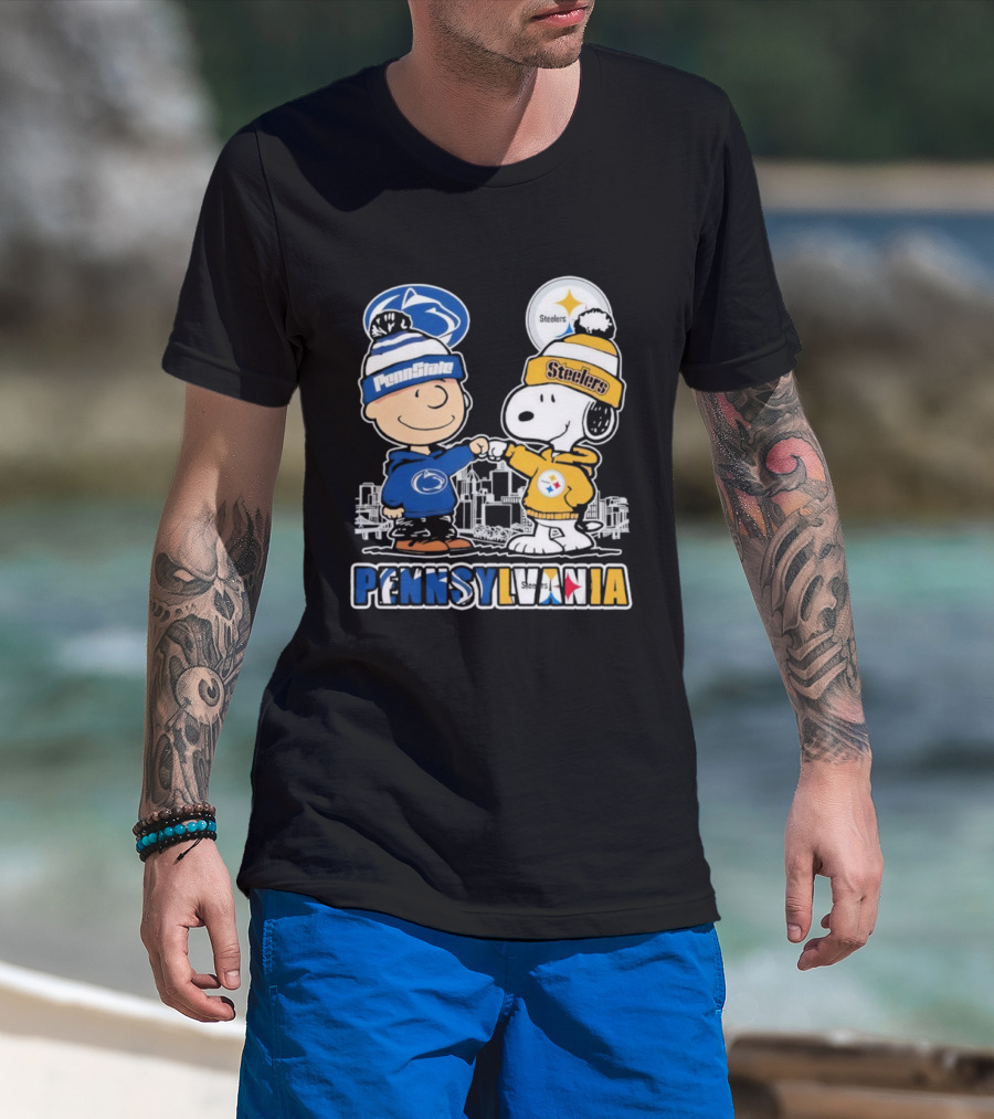 Charlie Brown Snoopy Penn State Nittany Lions Pittsburgh Steelers Pennsylvania T-Shirt