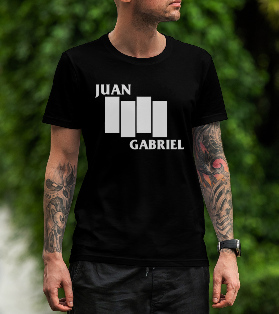 Juan Gabriel Black Flag Parody White Text T-Shirt
