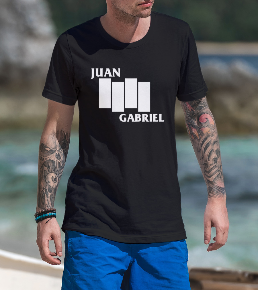 Juan Gabriel Black Flag Parody White Text T-Shirt
