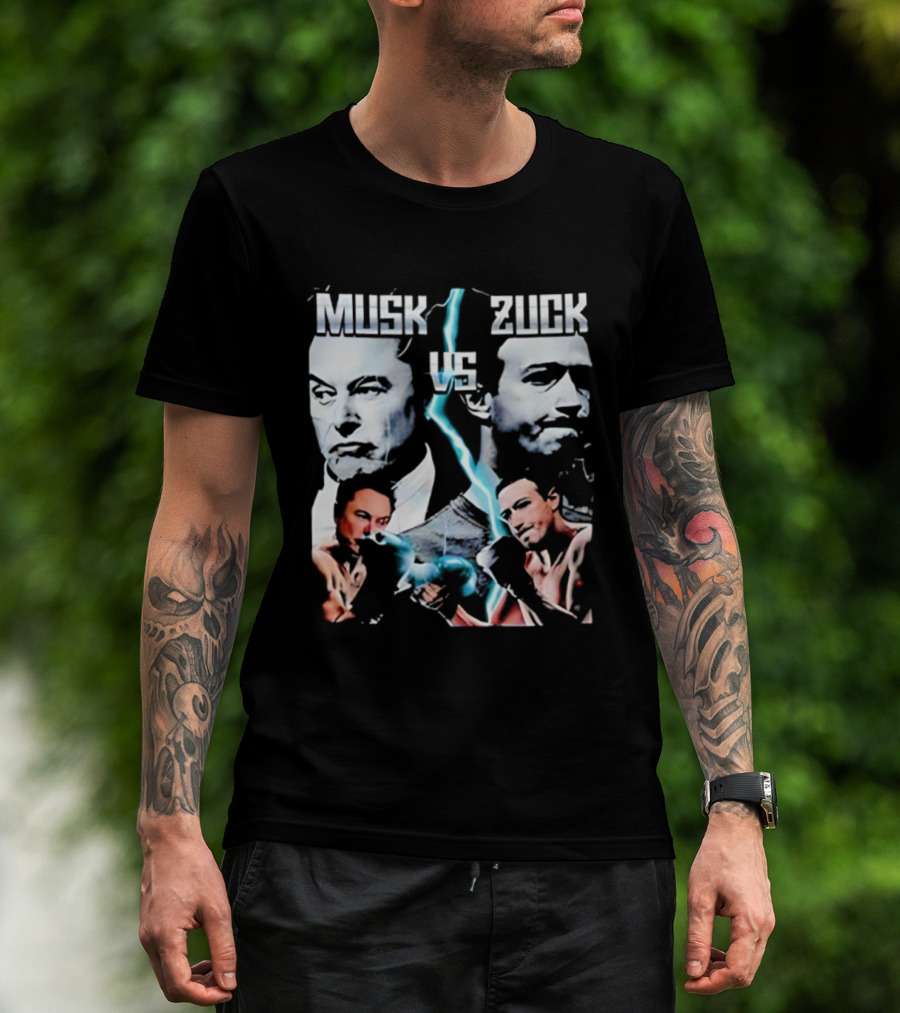 Musk Zuck Dual Lighting Face-Off T-Shirt