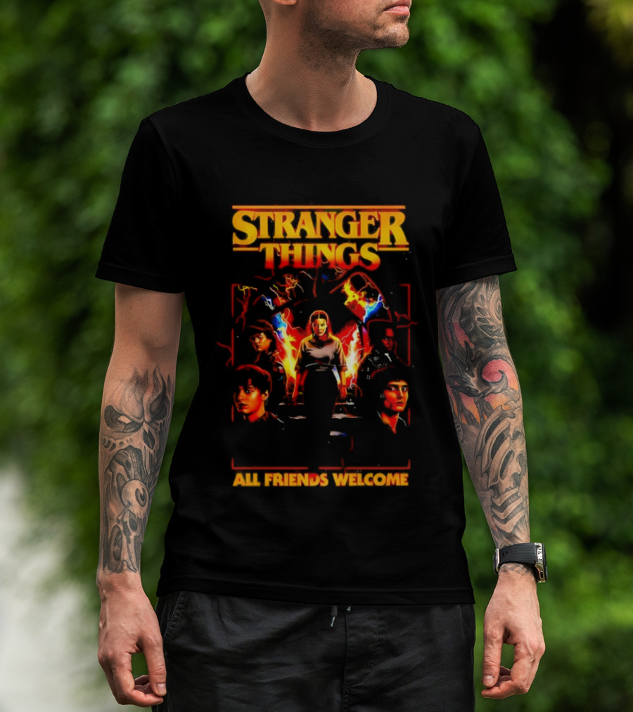 Stranger Things All Friends Welcome Eleven And Friends Retro Style T-Shirt