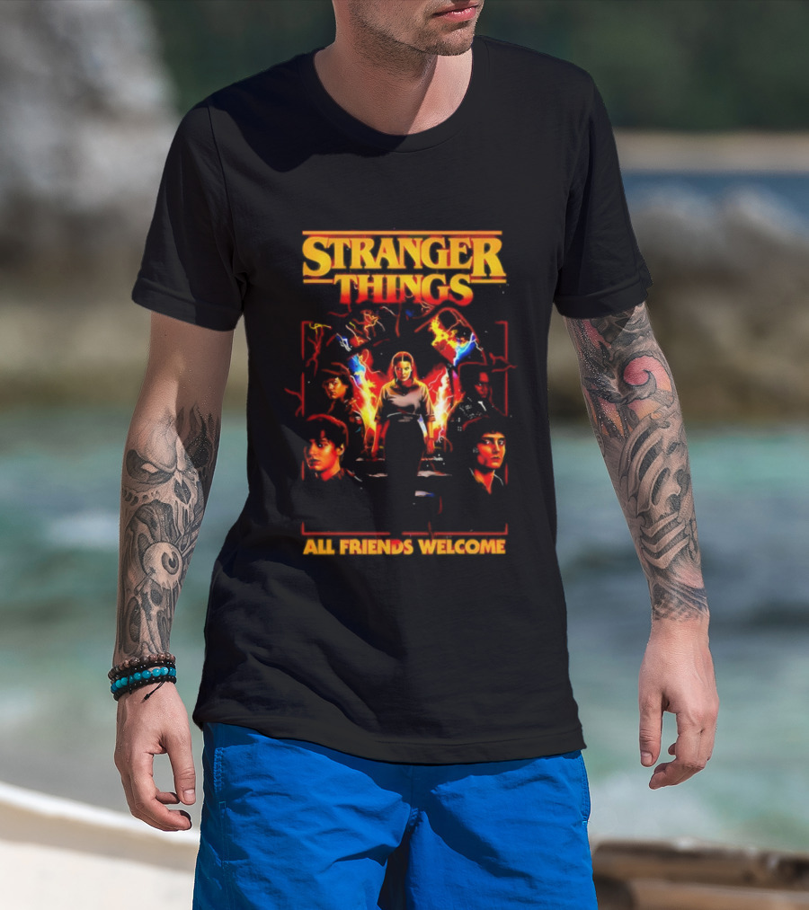 Stranger Things All Friends Welcome Eleven And Friends Retro Style T-Shirt