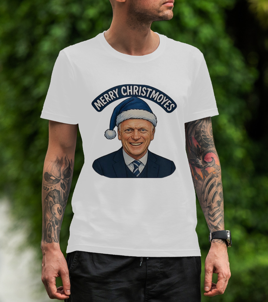 Merry Christmoyes Christmas Everton FC David Moyes Holiday Santa Hat T-Shirt