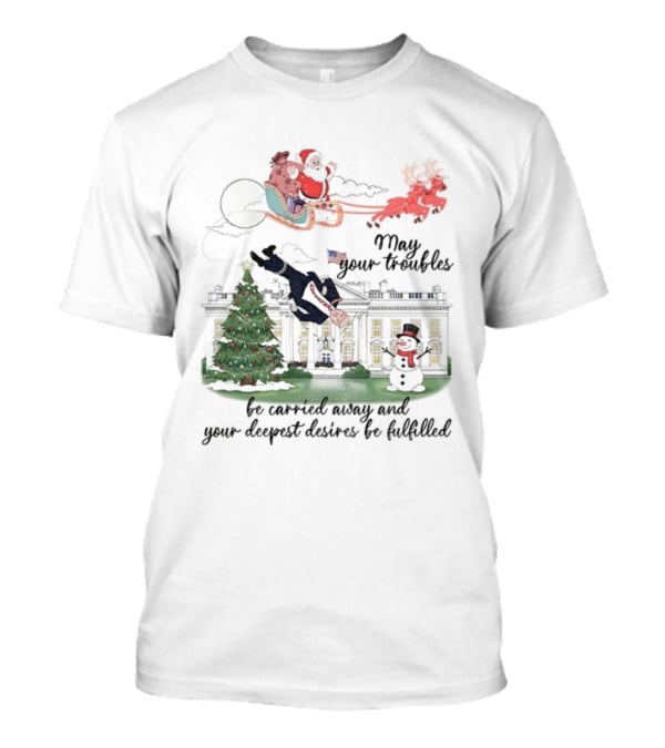 Santa Sleigh Carried Away Anti Trump Christmas Tree White House T-Shirt