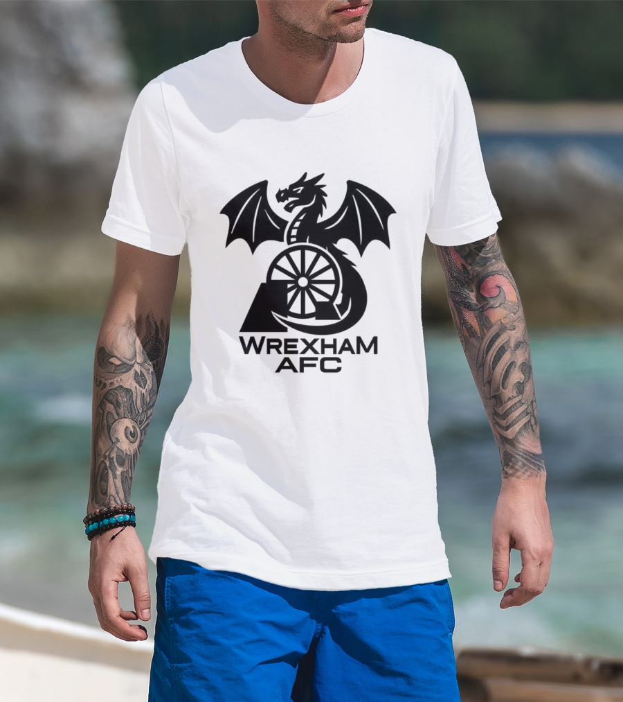Wrexham AFC Dragon Emblem Wheel Design T-Shirt