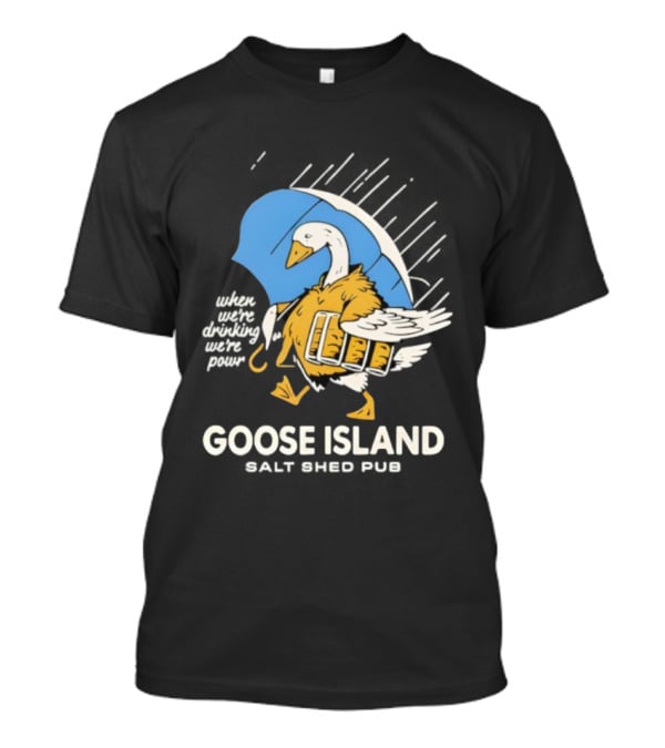 Goose Island Salt Shed Pub Goose With Pie And Umbrella T-Shirt
