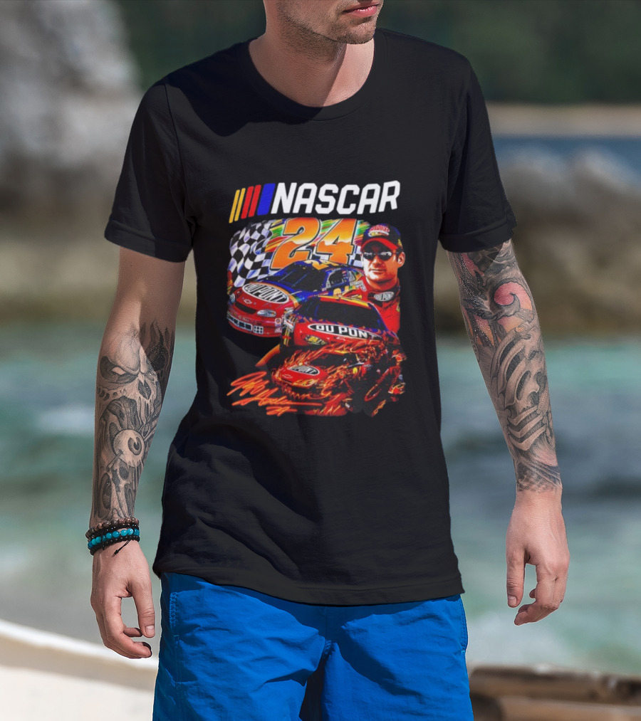 Nascar Jeff Gordon DuPont Racing Number 24 Checkered Flag T-Shirt