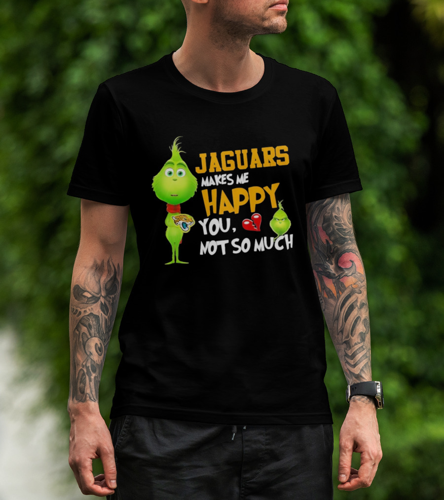 Jaguars Makes Me Happy You Not So Much Grinch Christmas Football T-Shirt