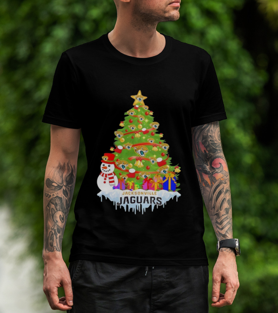 Jacksonville Jaguars Christmas Tree Holiday Football Celebration T-Shirt