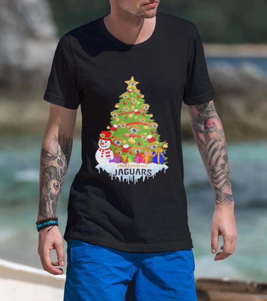 Jacksonville Jaguars Christmas Tree Holiday Football Celebration T-Shirt