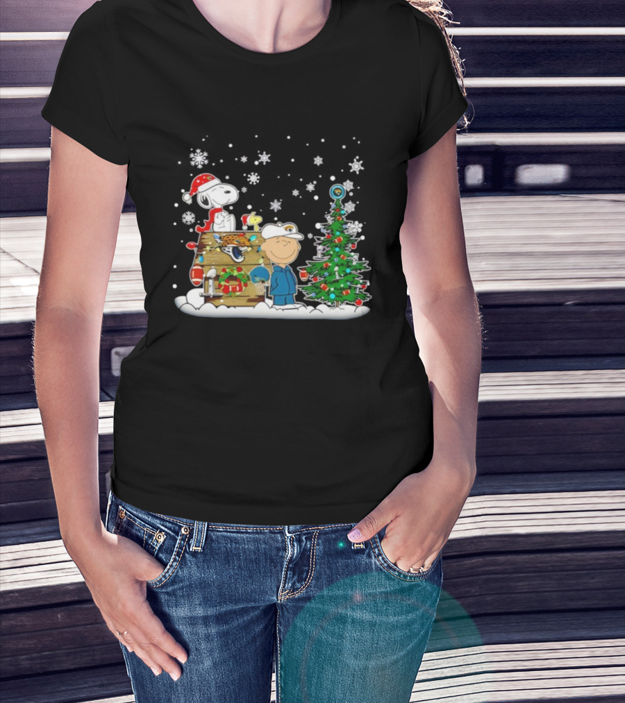 Jacksonville Jaguars Christmas Snoopy Charlie Brown Holiday Football Champions T-Shirt