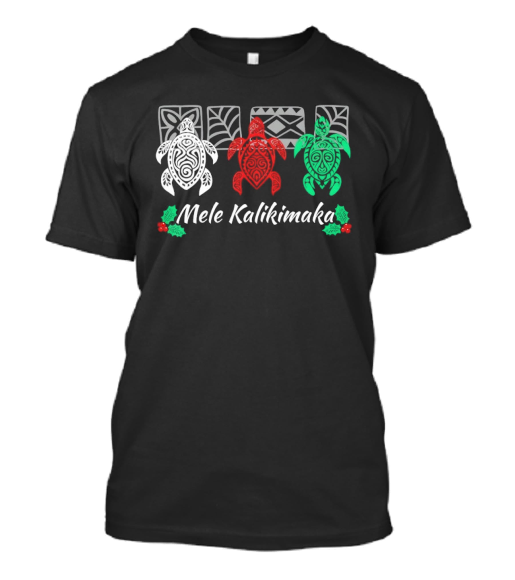 Mele Kalikimaka Hawaiian Sea Turtles Christmas Holiday Family Celebration T-Shirt