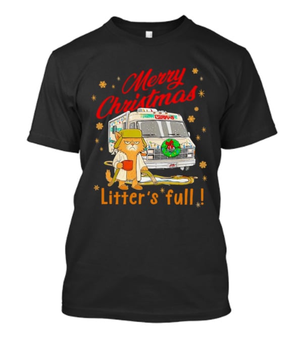 Merry Christmas Litter’s Full Funny Cat RV Holiday Humor T-Shirt