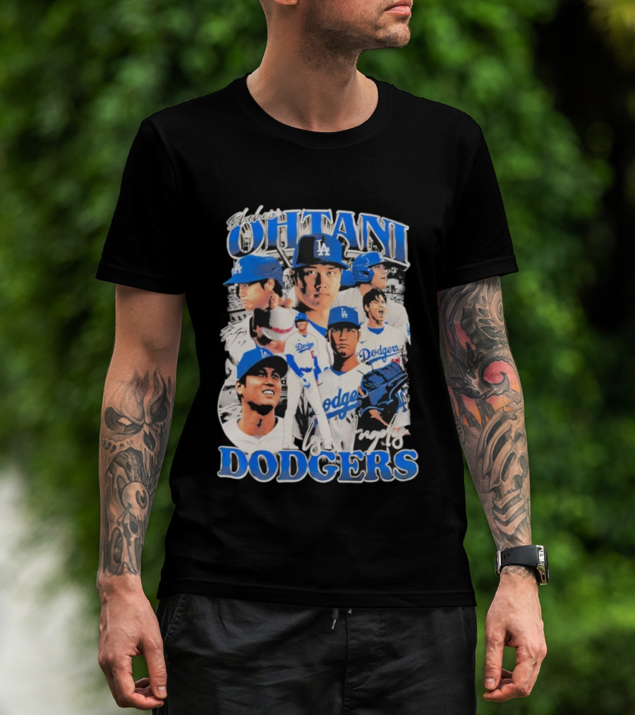 Shohei Ohtani Los Angeles Dodgers Baseball Player Collage Dodgers T-Shirt