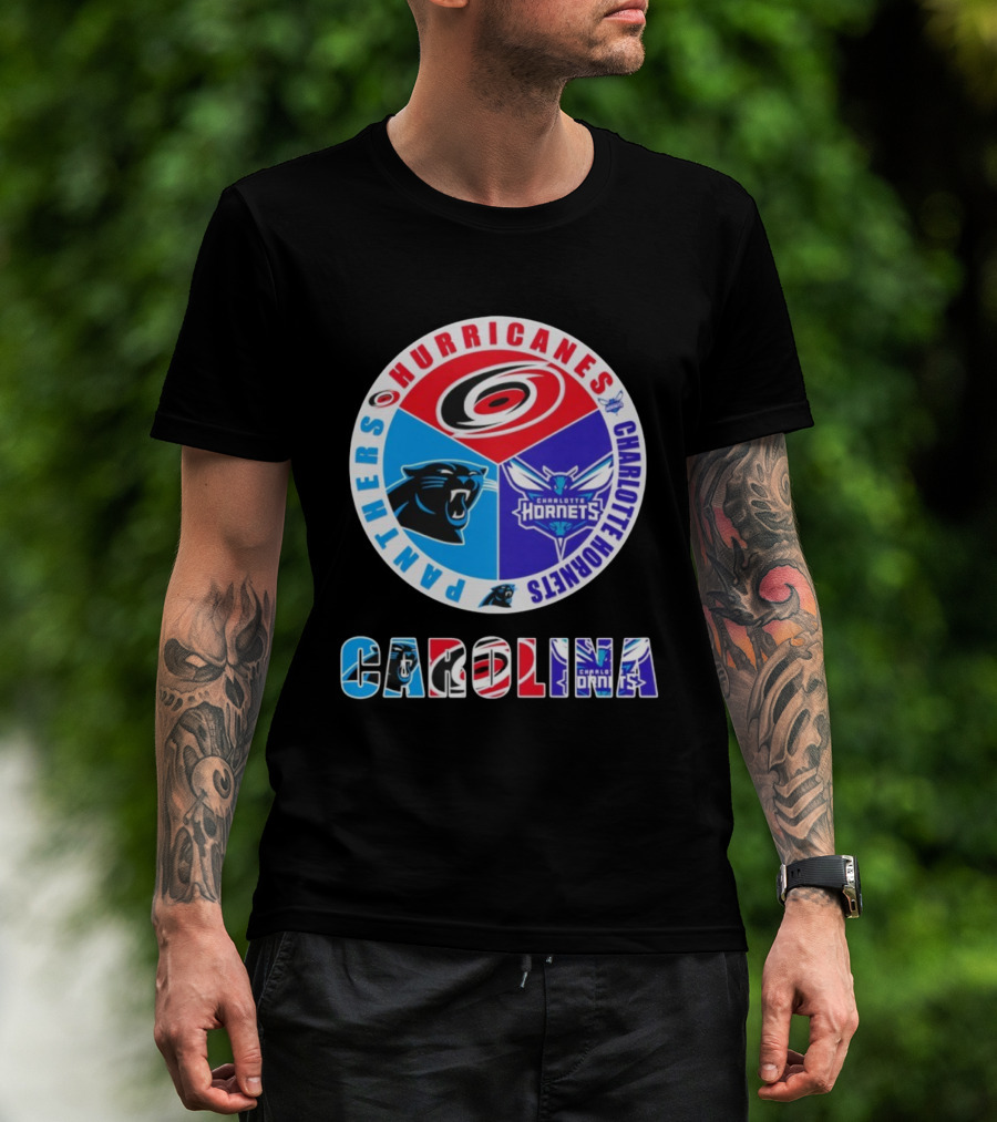 Carolina Hurricanes Panthers Charlotte Hornets Sports Collaboration T-Shirt