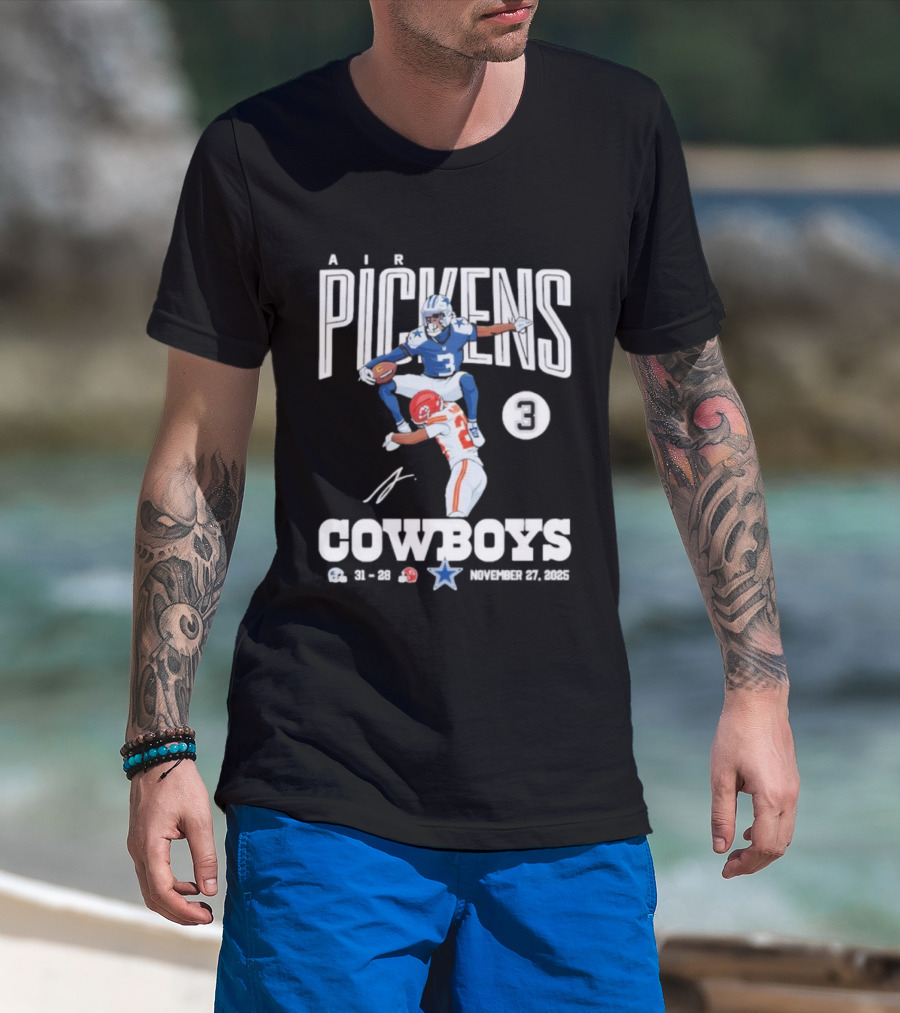 Pickens Cowboys KC Chiefs Catch November 27th 2025 Signature T-Shirt