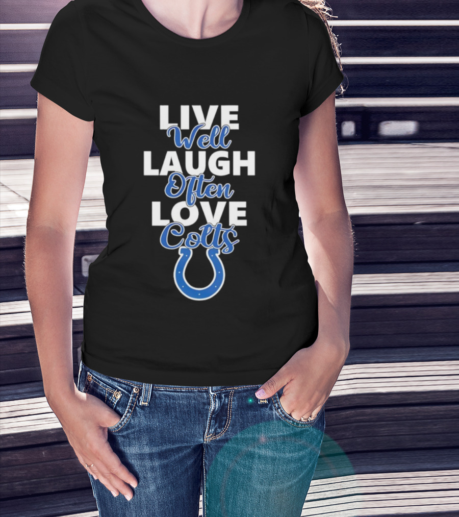 Indianapolis Colts Live Well Laugh Often Love Blue Horseshoe T-Shirt