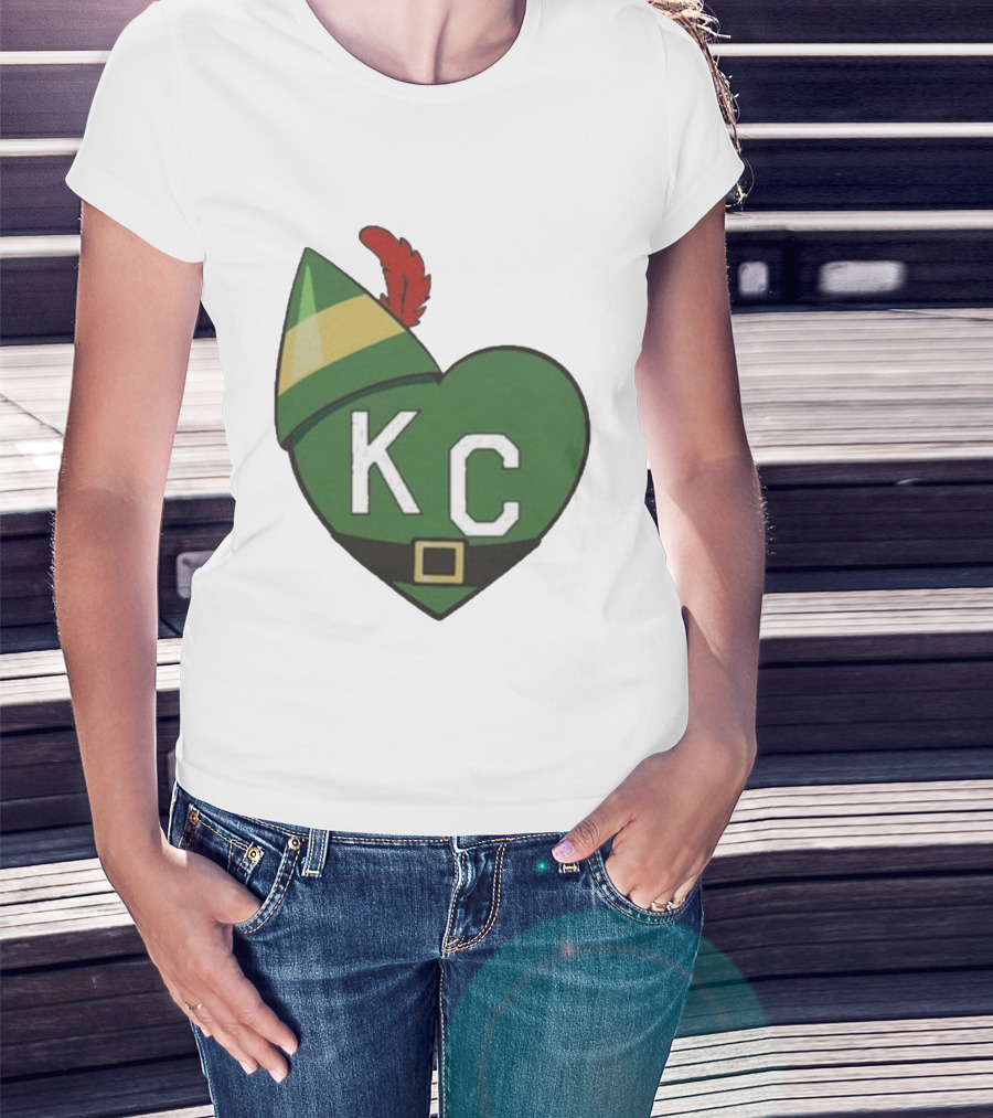 Cheerful KC Elf Heart Christmas Hat T-Shirt