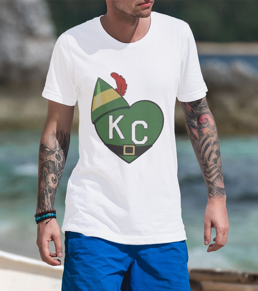 Cheerful KC Elf Heart Christmas Hat T-Shirt