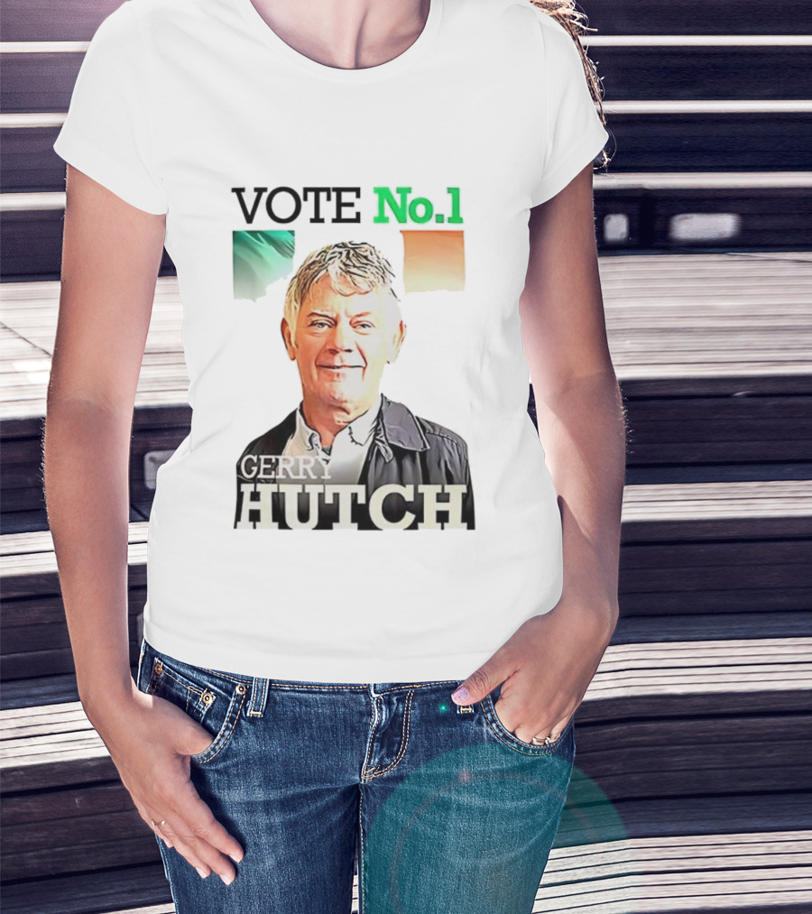 Gerry Hutch Vote No.1 Irish Flag Background T-Shirt