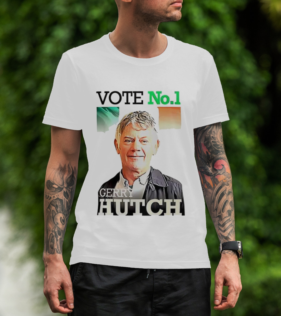 Gerry Hutch Vote No.1 Irish Flag Background T-Shirt