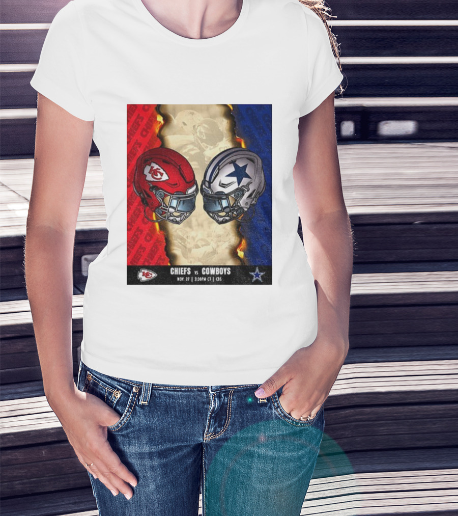 Chiefs Vs Cowboys November 27 3:30PM CT CBS Kansas City Dallas NFL Matchup T-Shirt