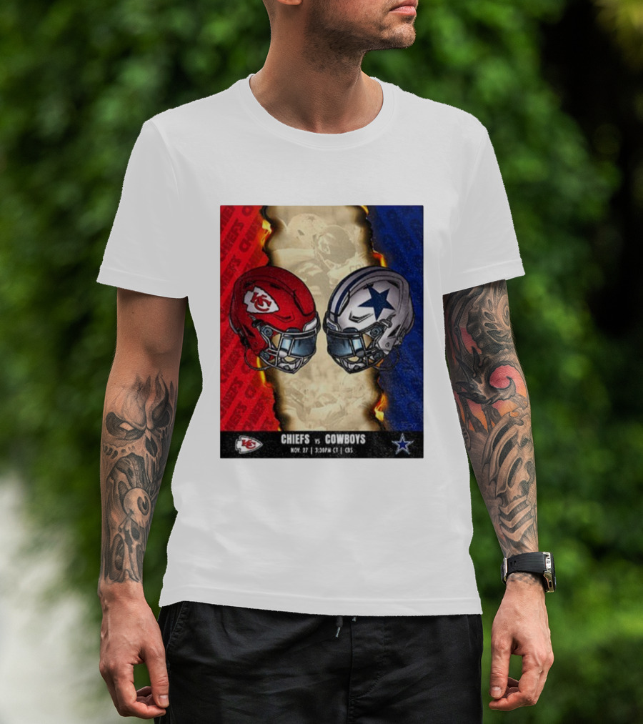 Chiefs Vs Cowboys November 27 3:30PM CT CBS Kansas City Dallas NFL Matchup T-Shirt