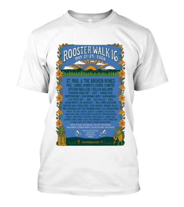 Rooster Walk 16 St. Paul & The Broken Bones Moe Kitchen Dwellers May 21-24 2026 Martinsville VA T-Shirt