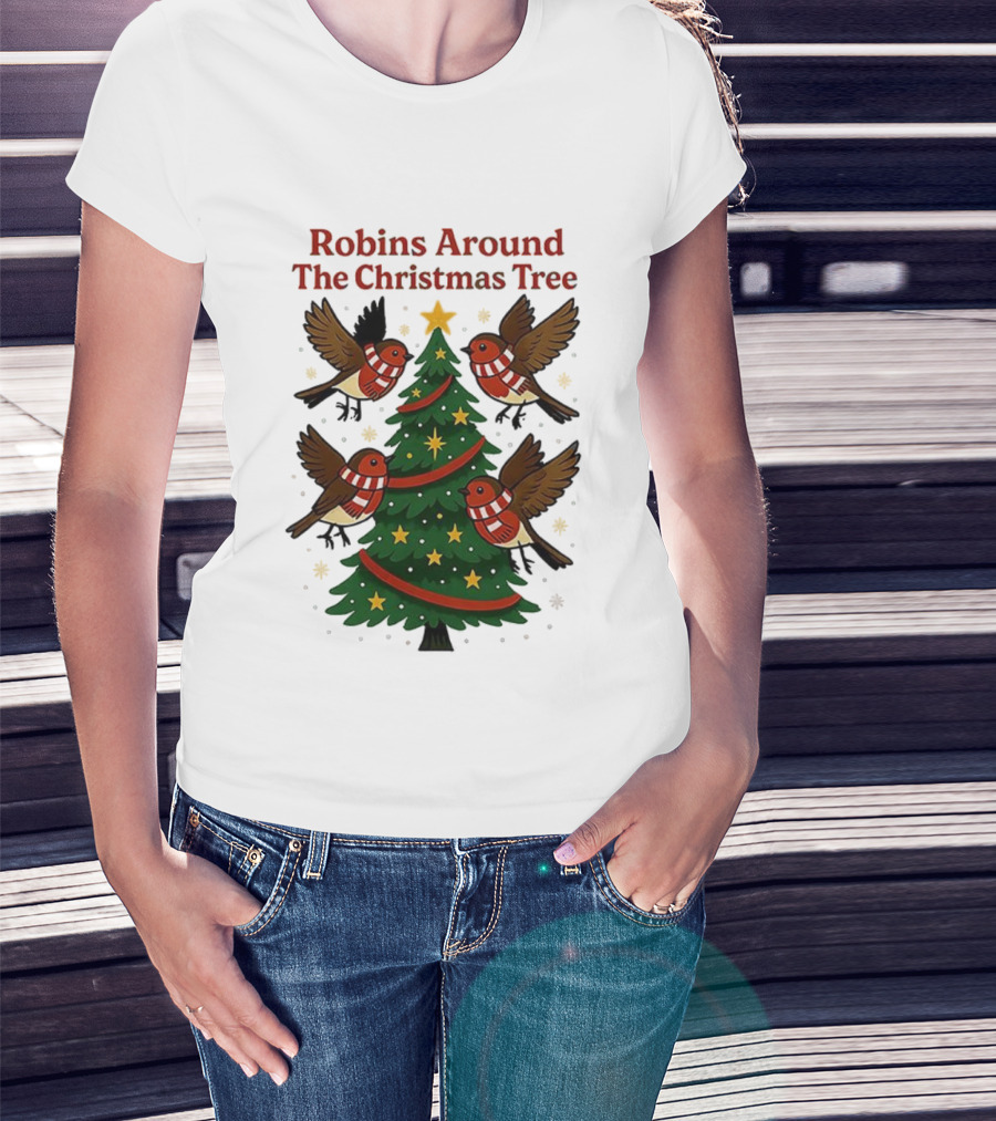 Robins Around The Christmas Tree Cheltenham Town T-Shirt