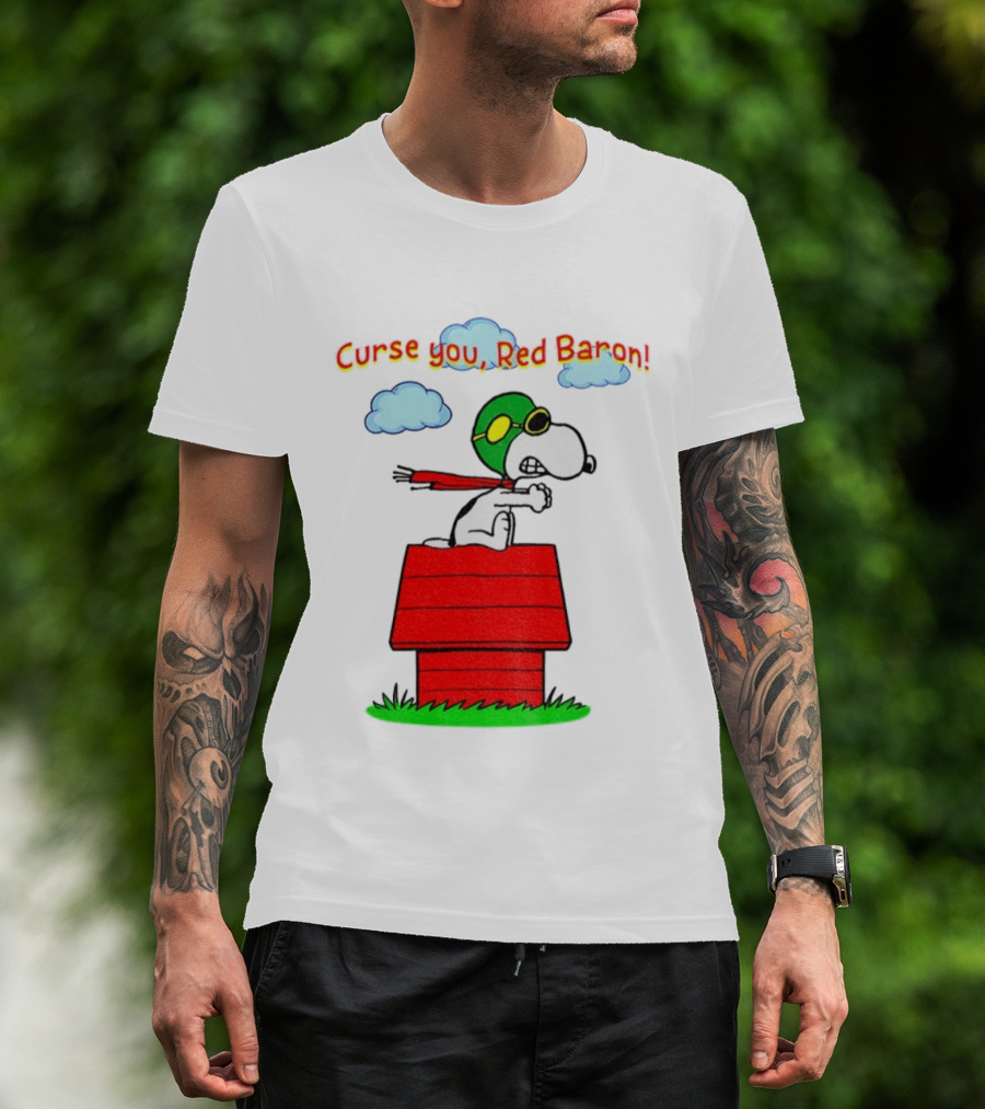 Snoopy Peanuts Flying Ace Curse You Red Baron Iconic Scene T-Shirt