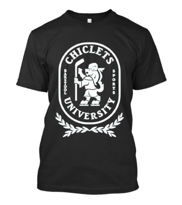 Barstool Sports Spittin Chiclets University Crest Hockey Stick Lion Symbol T-Shirt
