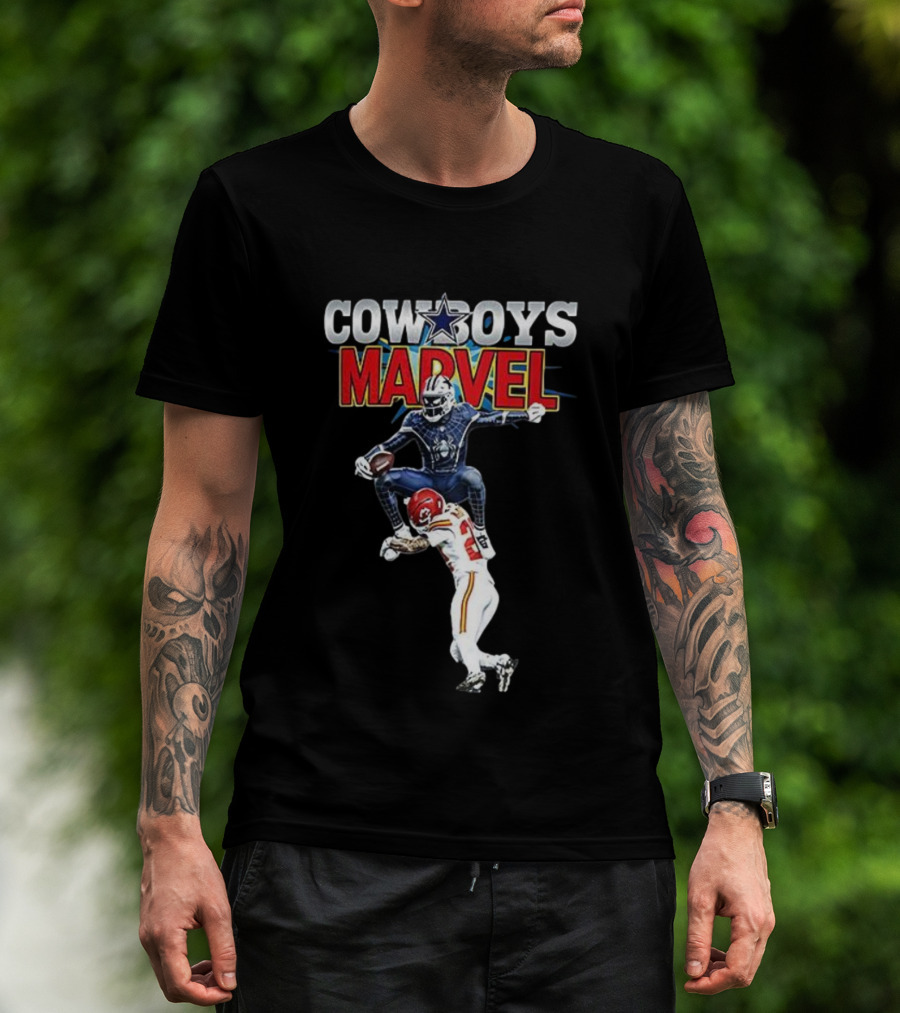 Marvel Cowboys Spiderman Vs Chiefs Football Hurdle T-Shirt