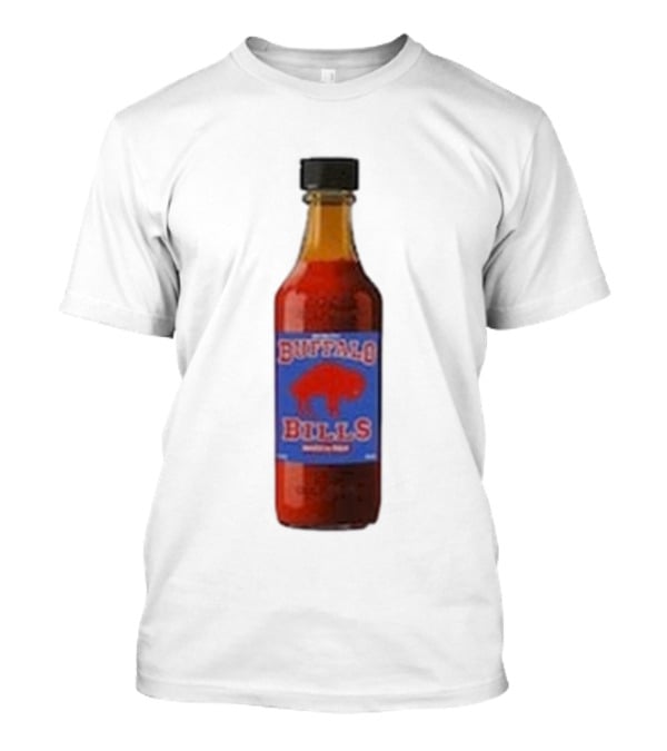 Buffalo Bills Wing Sauce Hot Bottle Blue Red Buffalo Icon T-Shirt